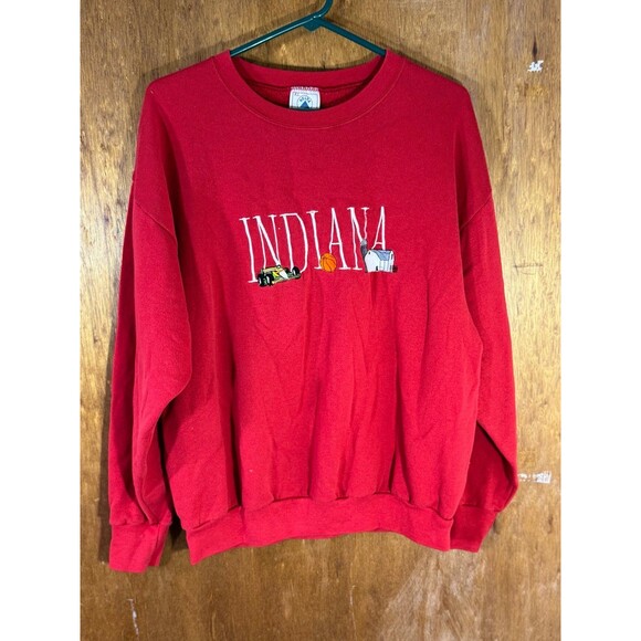 Vintage‎ Indiana University IU Hoosiers Crewneck Sweater Red Delta XL USA - Picture 1 of 8